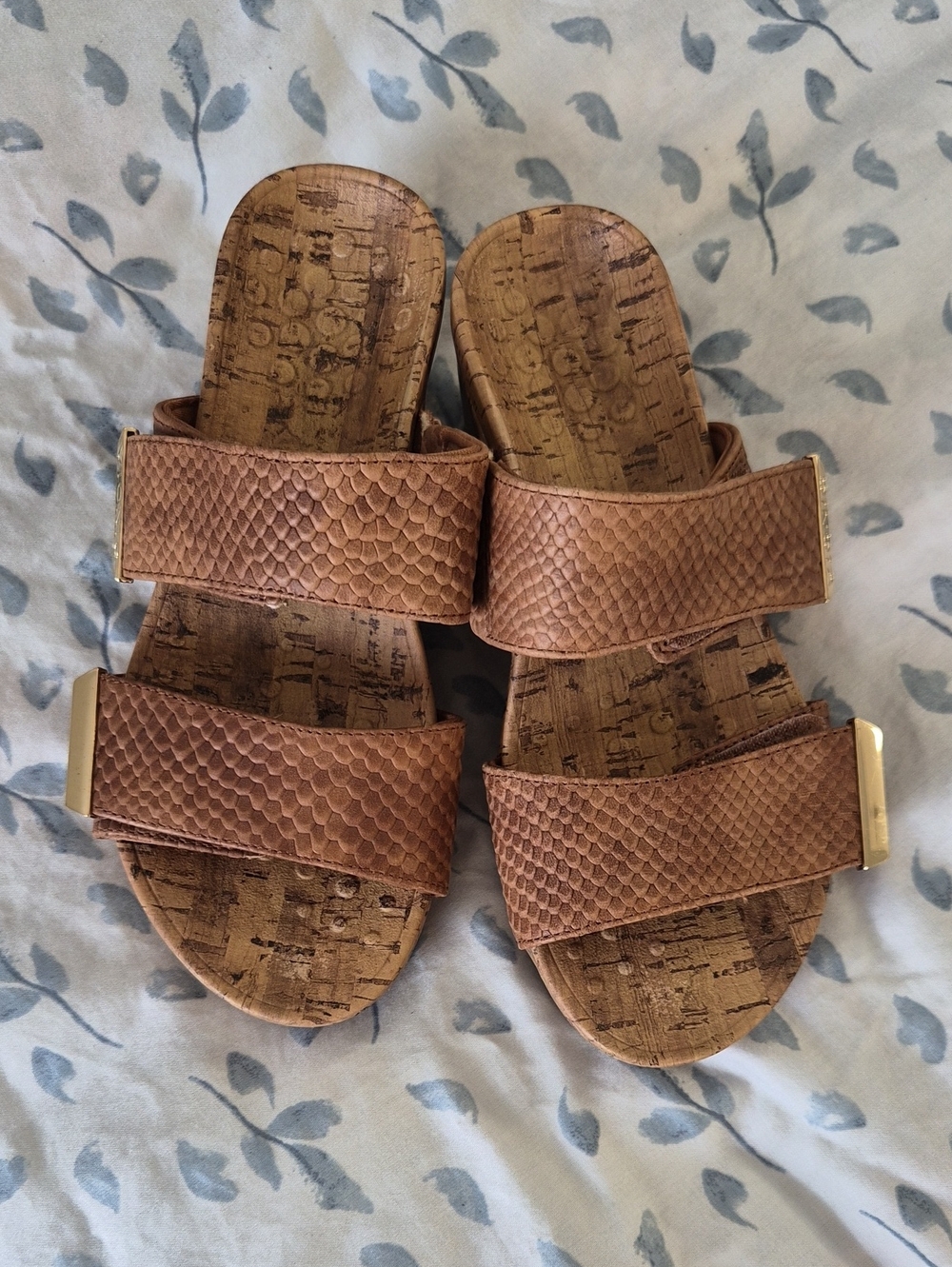 Women's Vionic Brown Double-Strap Slide Sandals Sz 5